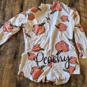 PrettyLittleThing White and Peach Long Sleeve Romper